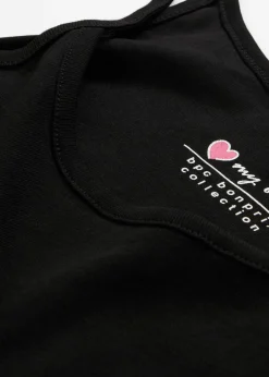 bonprix bonprix Top de algodón puro con tirantes finos (3 unidades) Negro-negro-negro Online