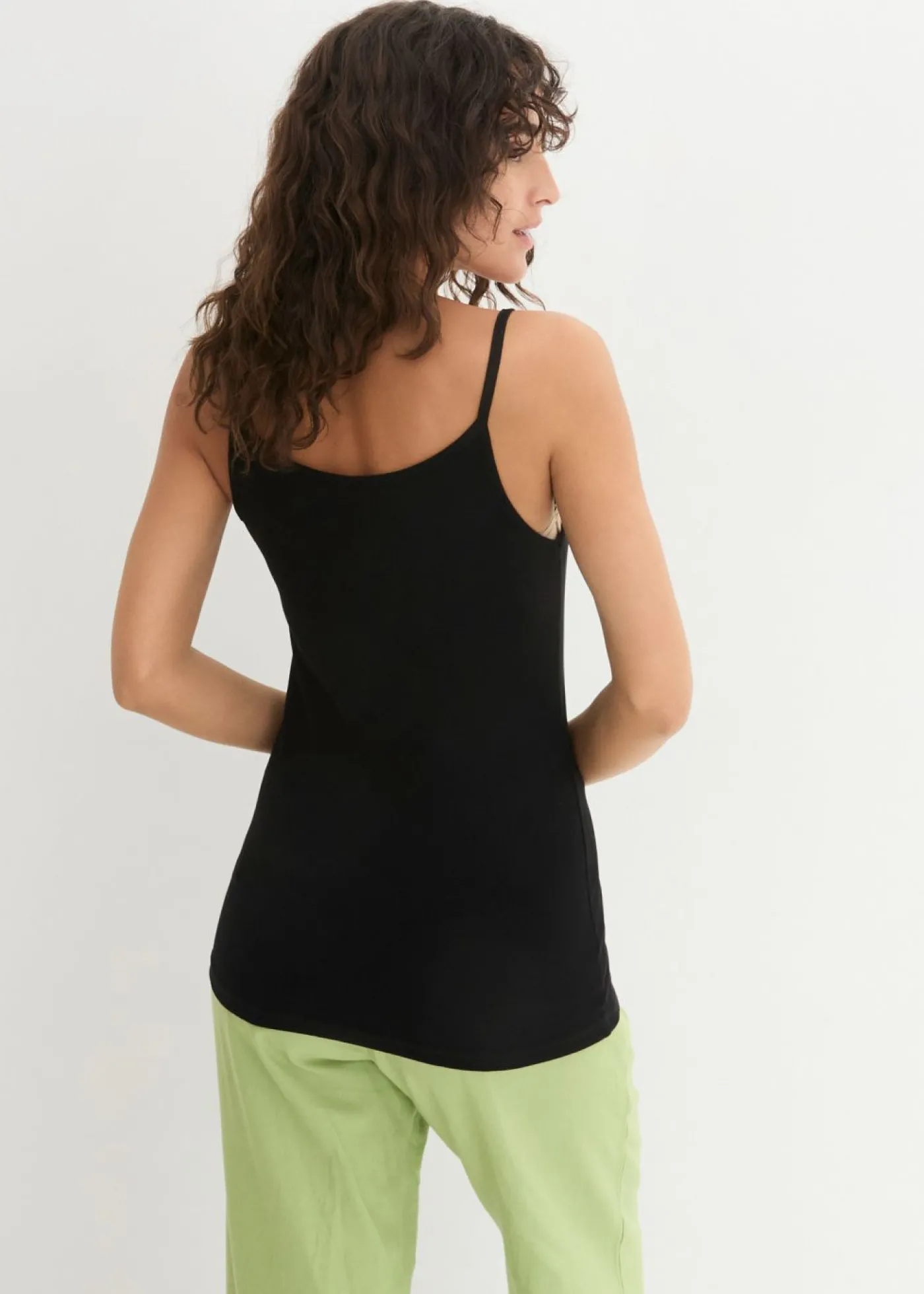 bonprix bonprix Top de algodón puro con tirantes finos (3 unidades) Negro-negro-negro Online