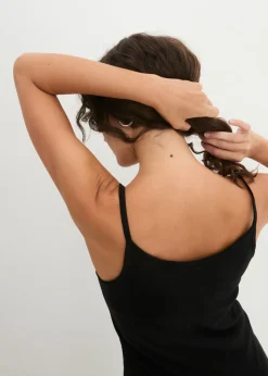 bonprix bonprix Top de algodón puro con tirantes finos (3 unidades) Negro-negro-negro Online