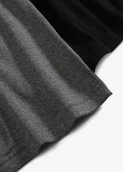 bonprix bonprix Top de algodón puro con tirantes finos (2 unidades) negro-gris moteado Clearance