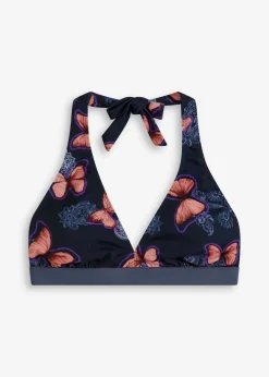bonprix bonprix Top de bikini anudado al cuello Azul marino/quisquilla Hot
