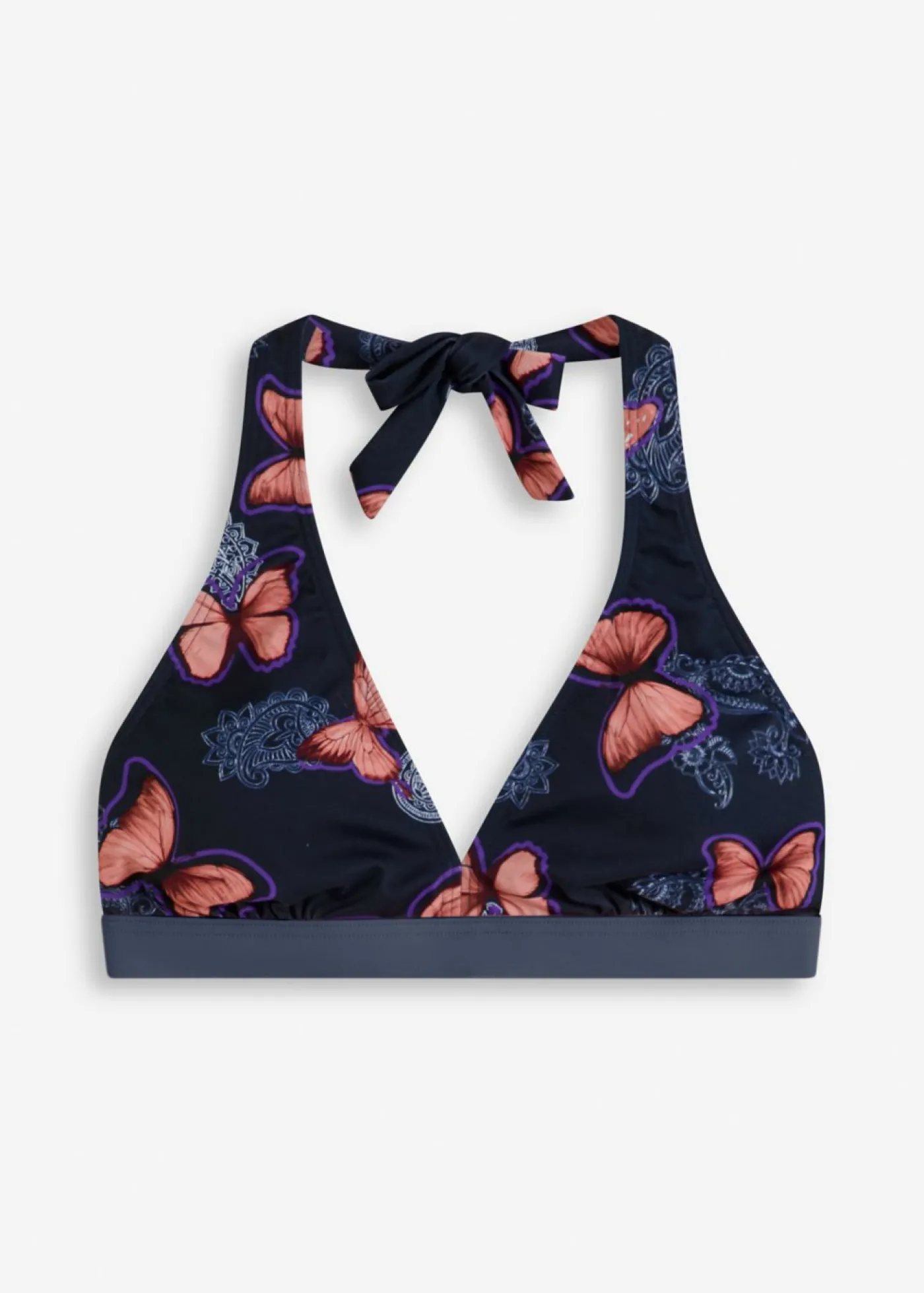 bonprix bonprix Top de bikini anudado al cuello Azul marino/quisquilla Hot