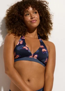 bonprix bonprix Top de bikini anudado al cuello Azul marino/quisquilla Hot