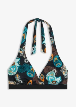 bonprix bonprix Top de bikini anudado al cuello negro naranja turquesa marrón Outlet