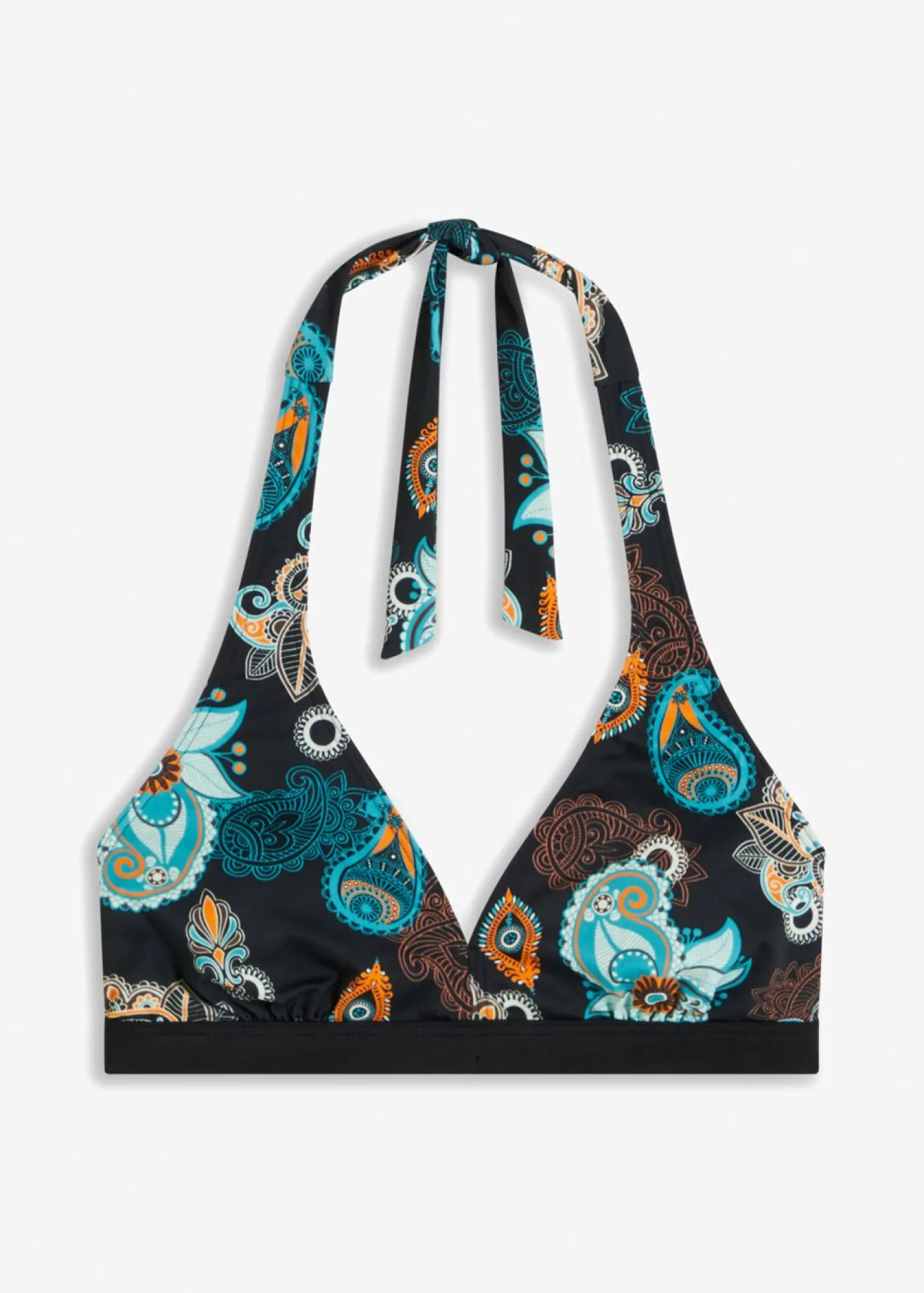 bonprix bonprix Top de bikini anudado al cuello negro naranja turquesa marrón Outlet