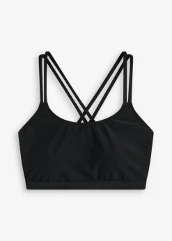 bonprix bonprix Top de bikini bustier con tirantes cruzados Negro Clearance
