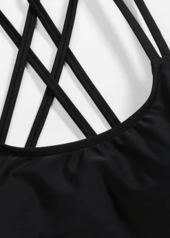 bonprix bonprix Top de bikini bustier con tirantes cruzados Negro Clearance