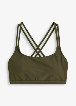 bonprix bonprix Top de bikini bustier con tirantes cruzados Verde oliva oscuro Best