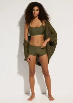 bonprix bonprix Top de bikini bustier con tirantes cruzados Verde oliva oscuro Best