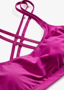 bonprix bonprix Top de bikini bustier con tirantes cruzados Azul acero Best
