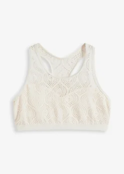 bonprix bonprix Top de bikini bustier con encaje Blanco lana Sale