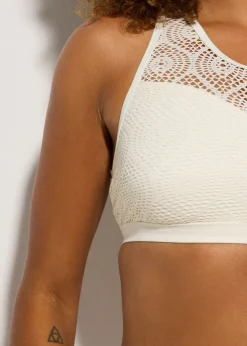 bonprix bonprix Top de bikini bustier con encaje Blanco lana Sale