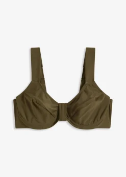 bonprix bonprix Top de bikini reductor con tirantes anchos Verde oliva oscuro New