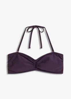 bonprix bonprix Top de bikini tipo bandeau con tirantes desmontables Ciruela Online
