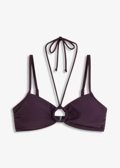 bonprix bonprix Top de bikini tipo bustier con detalle de anilla Ciruela Best