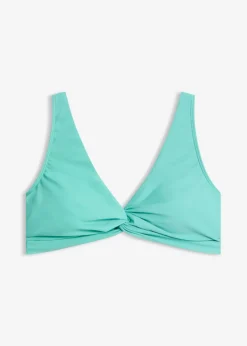 bonprix bonprix Top de bikini tipo bustier con detalle anudado Celeste claro Clearance