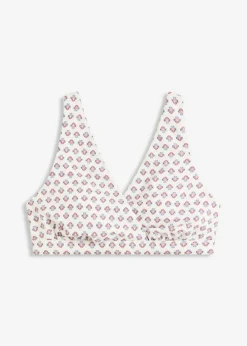 bonprix bonprix Top de bikini tipo bustier con escote en V Blanco lana-azul Outlet