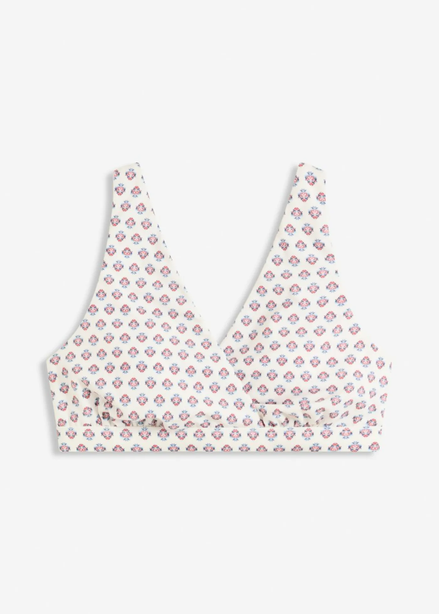 bonprix bonprix Top de bikini tipo bustier con escote en V Blanco lana-azul Outlet