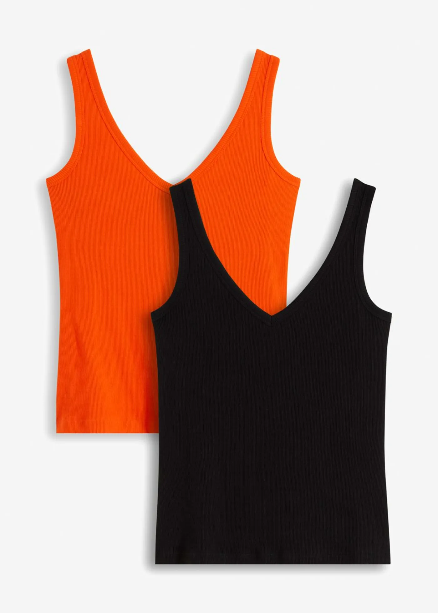 bonprix bonprix Top de canalé de algodón orgánico puro (2 unidades) naranja+negro Online