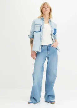 bonprix bonprix Top de canalé de algodón orgánico (2 unidades) Blanco lana-negro Discount