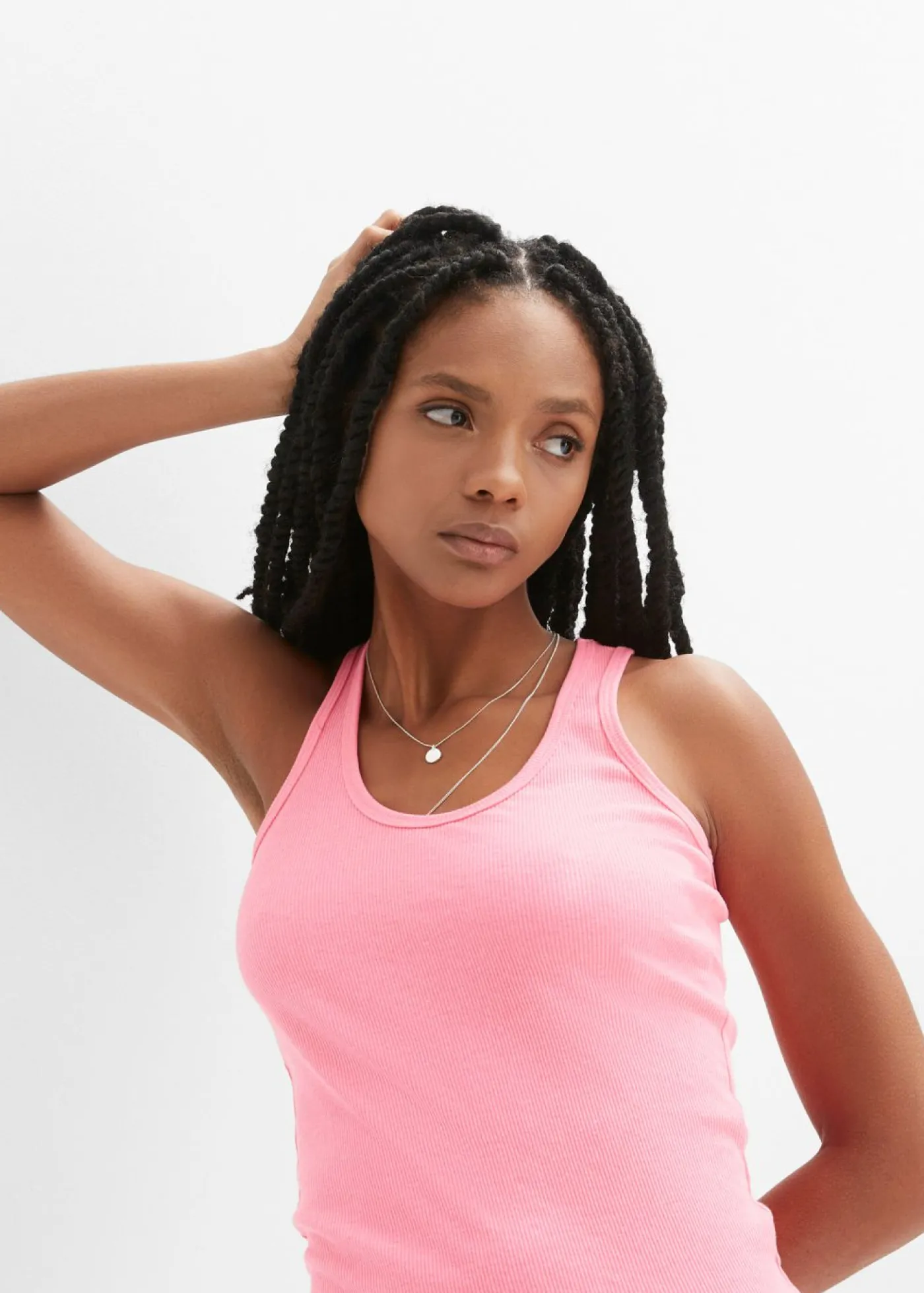 bonprix bonprix Top de canalé de algodón orgánico (2 unidades) Rosa neón + negro Online