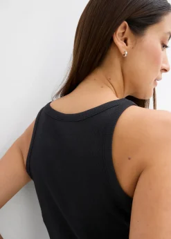bonprix bonprix Top de canalé de algodón orgánico puro (2 unidades) Blanco-negro Discount