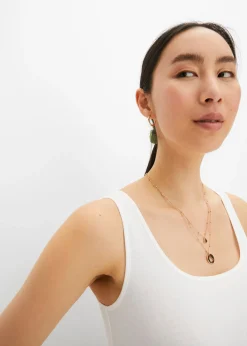 bonprix bonprix Top de canalé de algodón puro Blanco Hot