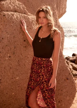 bonprix bonprix Top de canalé de algodón puro Negro Clearance