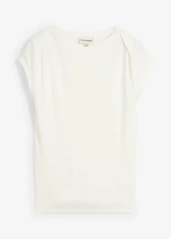 bonprix bonprix Top de canalé de mezcla suave de modal Blanco lana Hot