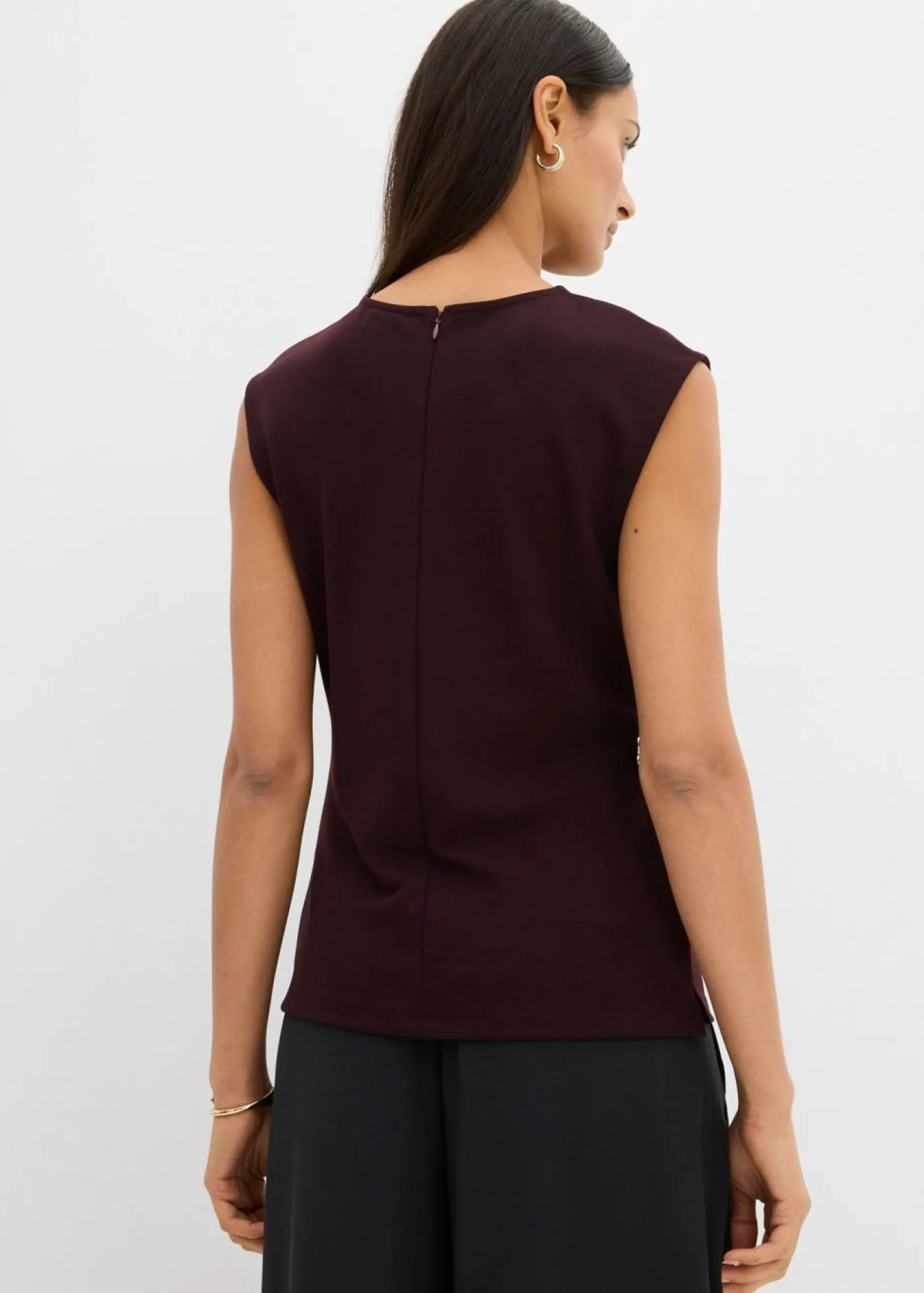 bonprix bonprix Top de crepé con hebilla decorativa rojo burdeos Discount