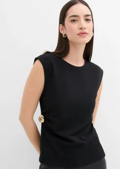 bonprix bonprix Top de crepé con hebilla decorativa Negro