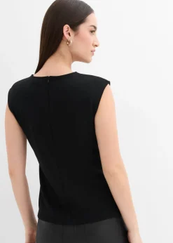 bonprix bonprix Top de crepé con hebilla decorativa Negro
