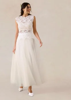 bonprix bonprix Top de encaje Blanco lana Sale
