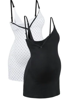 bonprix bonprix Top de lactancia con algodón orgánico (2 unidades) Negro-blanco estampado Hot