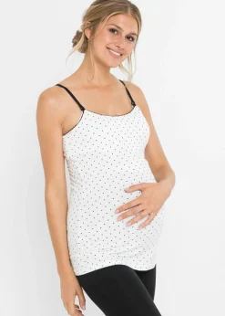 bonprix bonprix Top de lactancia con algodón orgánico (2 unidades) Negro-blanco estampado Hot