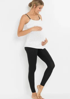 bonprix bonprix Top de lactancia con algodón orgánico (2 unidades) Negro-blanco estampado Hot