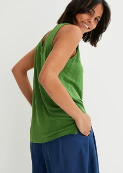 bonprix bonprix Top de lino puro Verde Discount