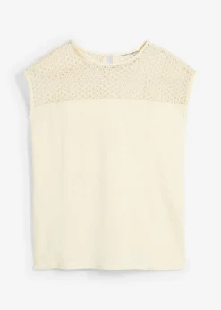 bonprix bonprix Top de lino puro Blanco lana Clearance