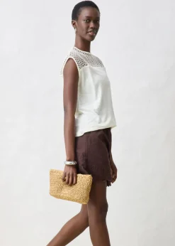 bonprix bonprix Top de lino puro Blanco lana Clearance