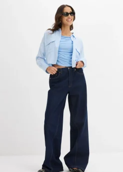 bonprix bonprix Top de mezcla de viscosa suave Azul Clearance