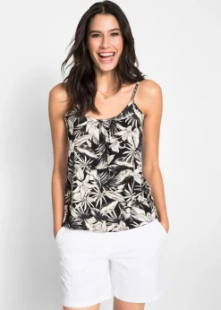 bonprix bonprix Top de mezcla de viscosa suave con tirantes finos Negro Online