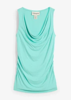 bonprix bonprix Top de mezcla de viscosa suave Azul mentol New