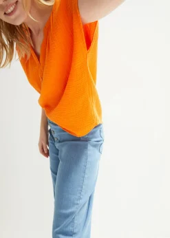 bonprix bonprix Top de muselina de algodón puro Naranja calabaza Online