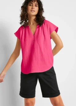 bonprix bonprix Top de muselina de algodón puro Rosa