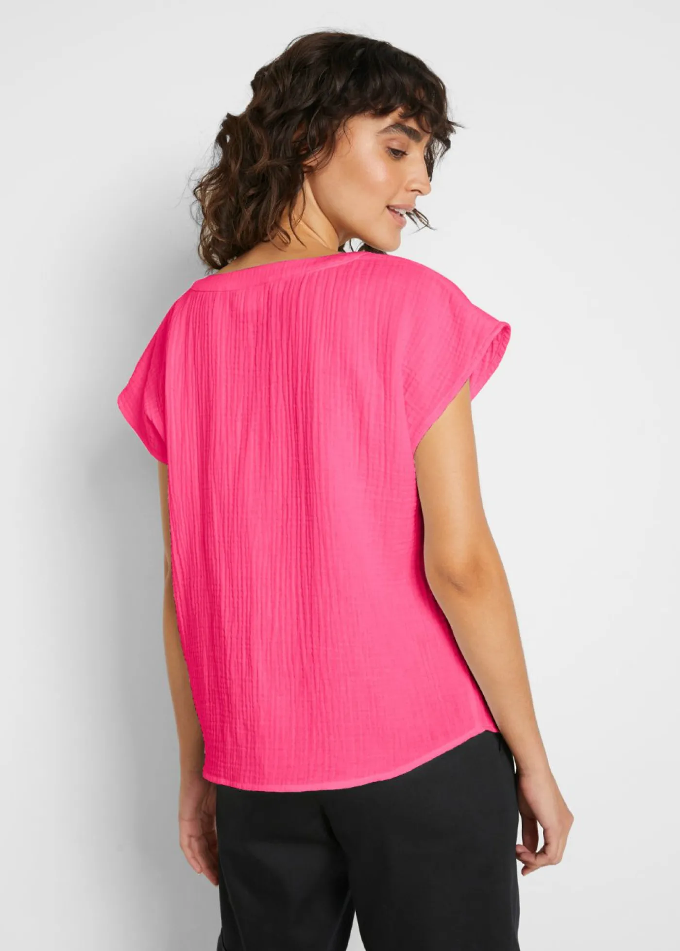bonprix bonprix Top de muselina de algodón puro Rosa