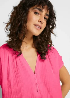 bonprix bonprix Top de muselina de algodón puro Rosa