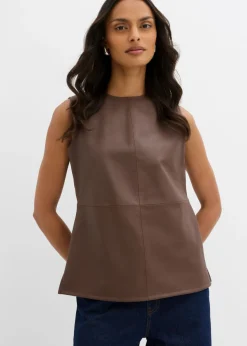 bonprix bonprix Top de piel sintética marrón Outlet
