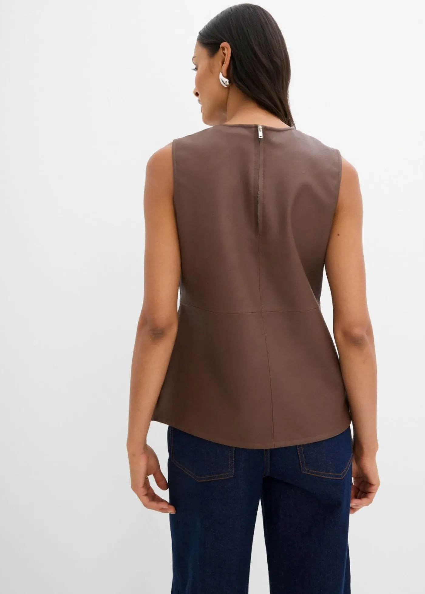 bonprix bonprix Top de piel sintética marrón Outlet
