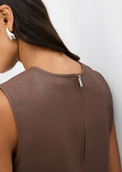 bonprix bonprix Top de piel sintética marrón Outlet