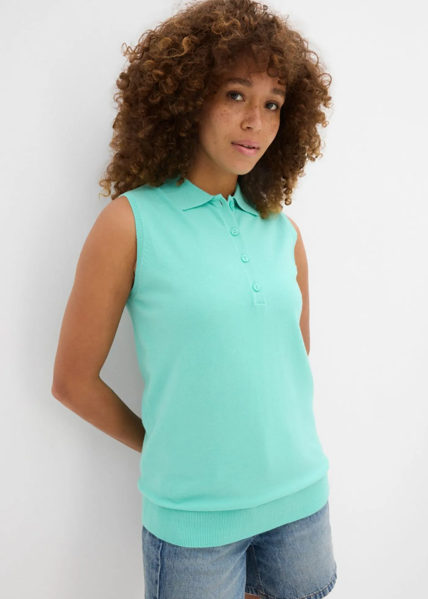 bonprix bonprix Top de punto Azul mentol Best